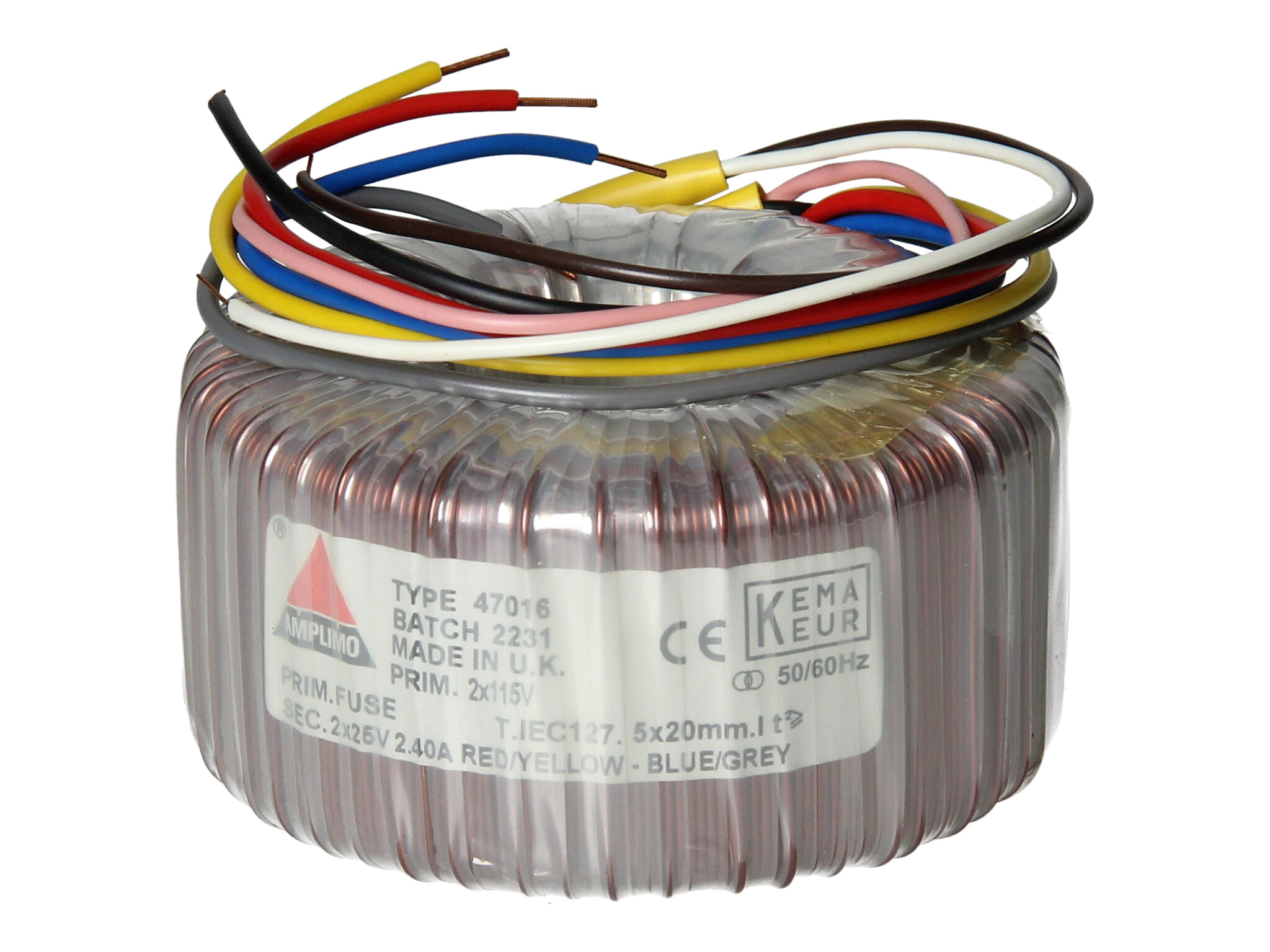 Amplimo 47016 ringkerntrafo 2 x 115V naar 2x 25V 120VA