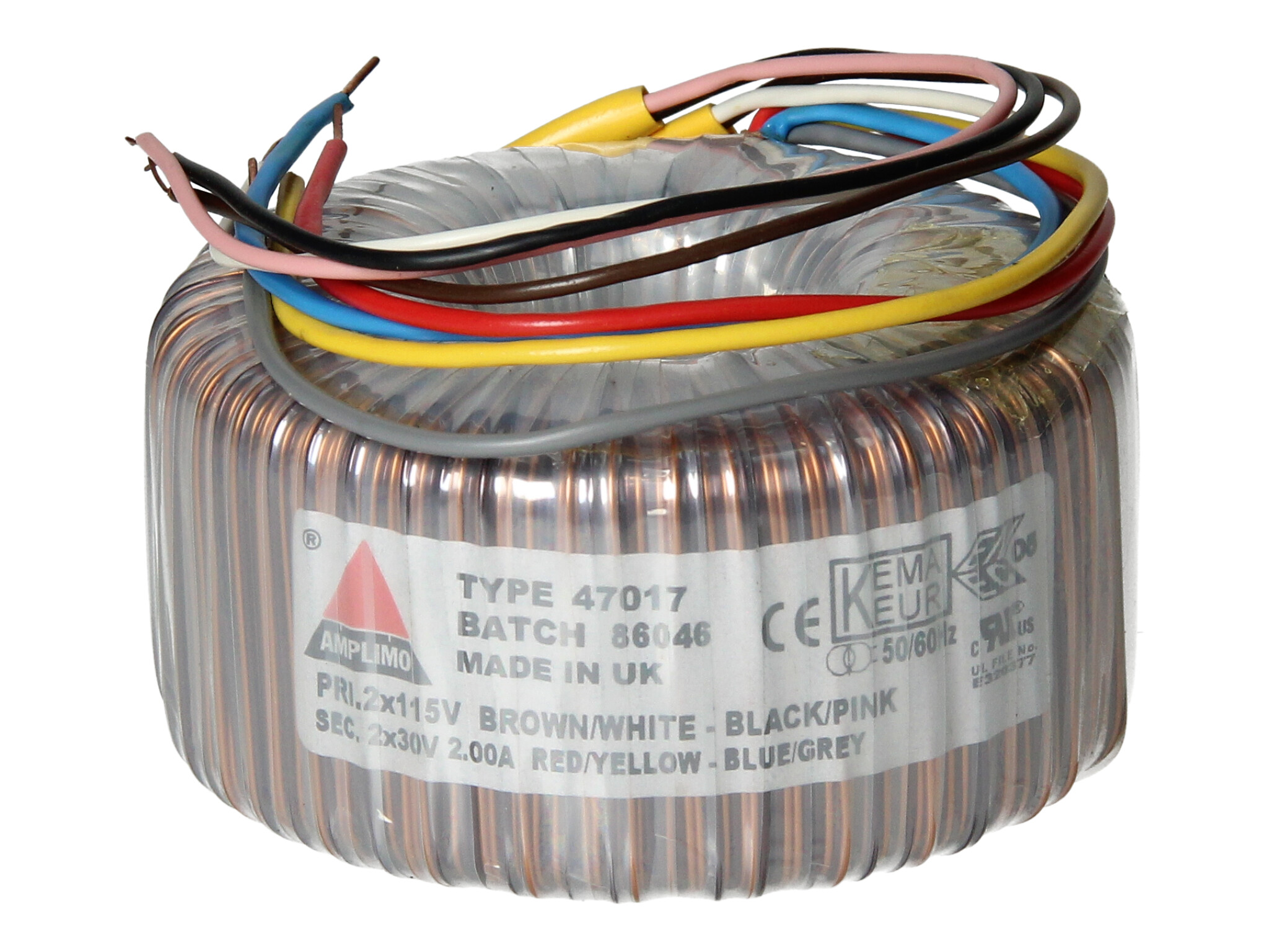 Amplimo 47017 ringkerntrafo 2 x 115V naar 2x 30V 120VA
