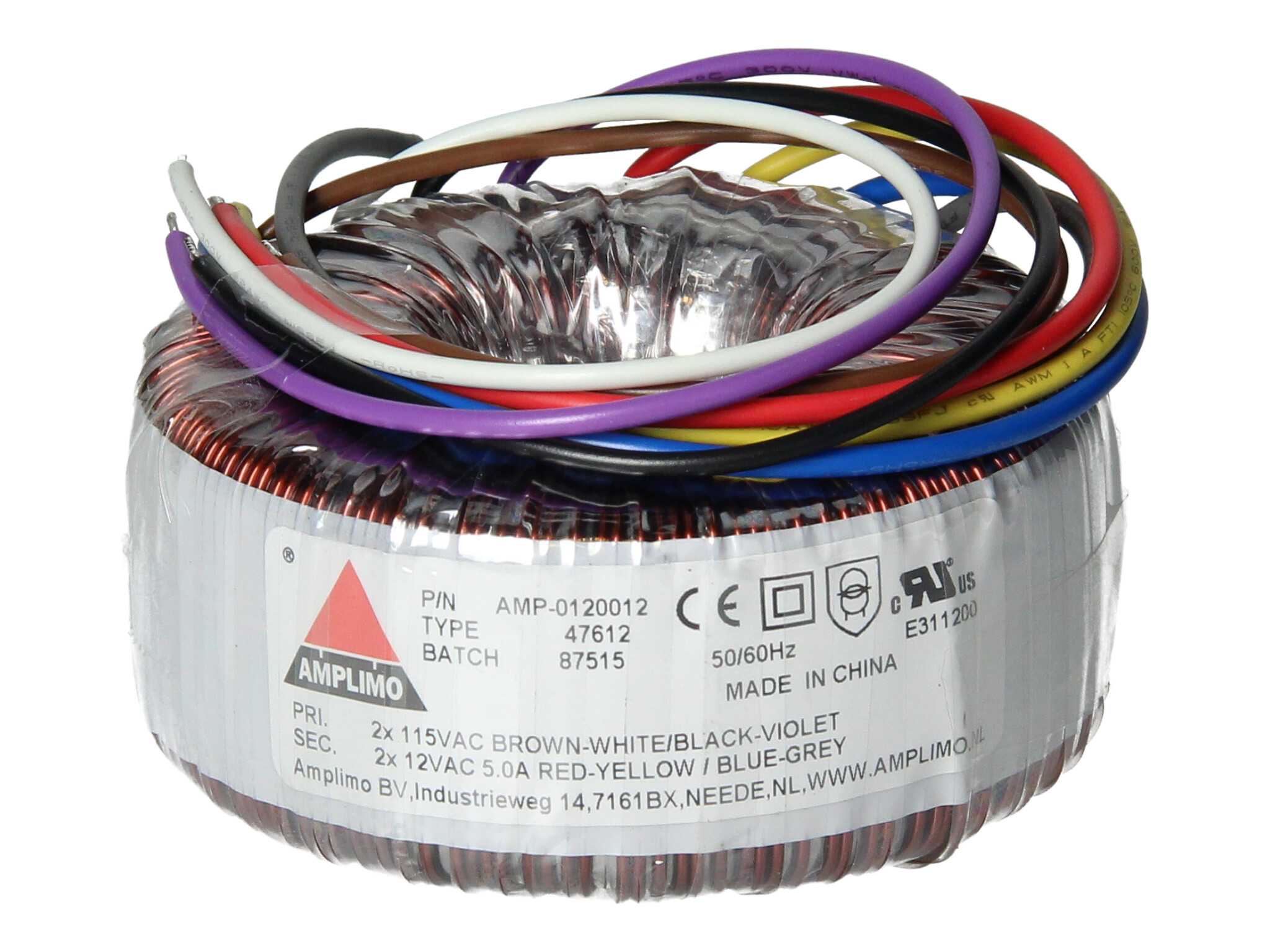 Amplimo 47612 ringkerntrafo 2 x 115V naar 2x 12V 120VA
