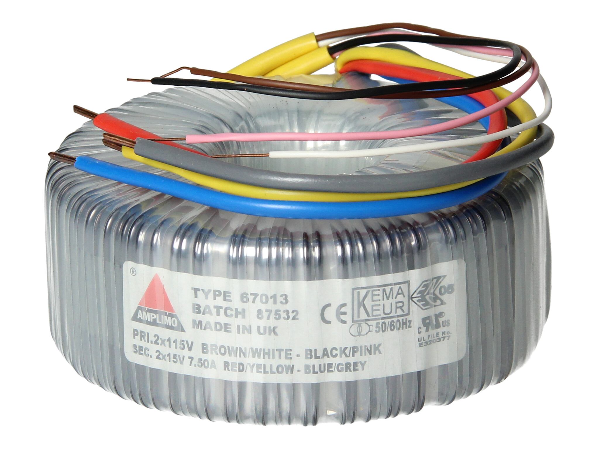 Amplimo 67013 ringkerntrafo 2 x 115V naar 2x 15V 225VA