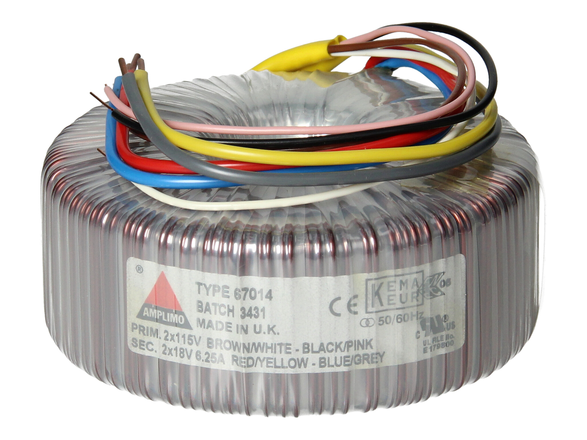 Amplimo 67014 ringkerntrafo 2 x 115V naar 2x 18V 225VA