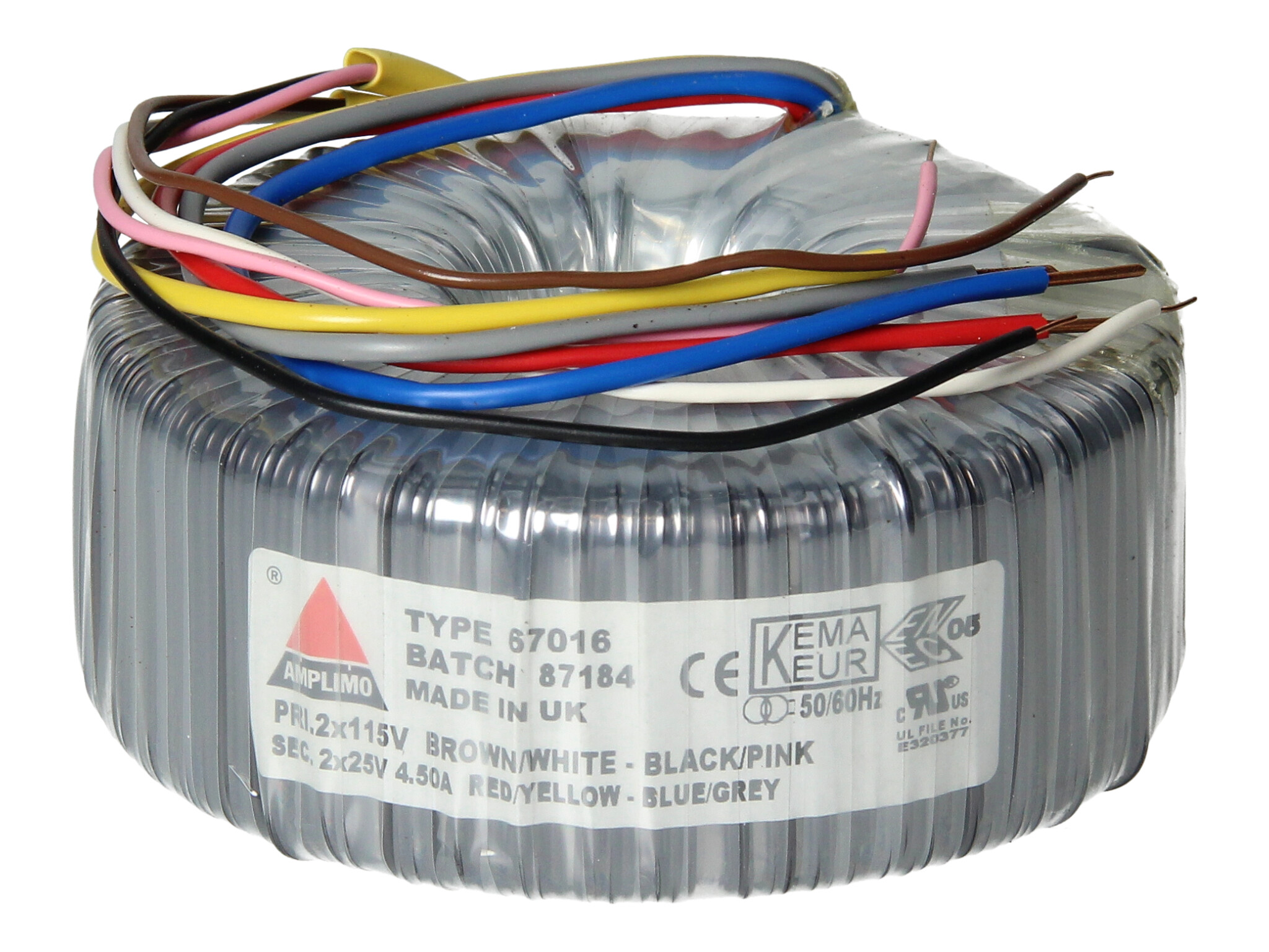 Amplimo 67016 ringkerntrafo 2 x 115V naar 2x 25V 225VA