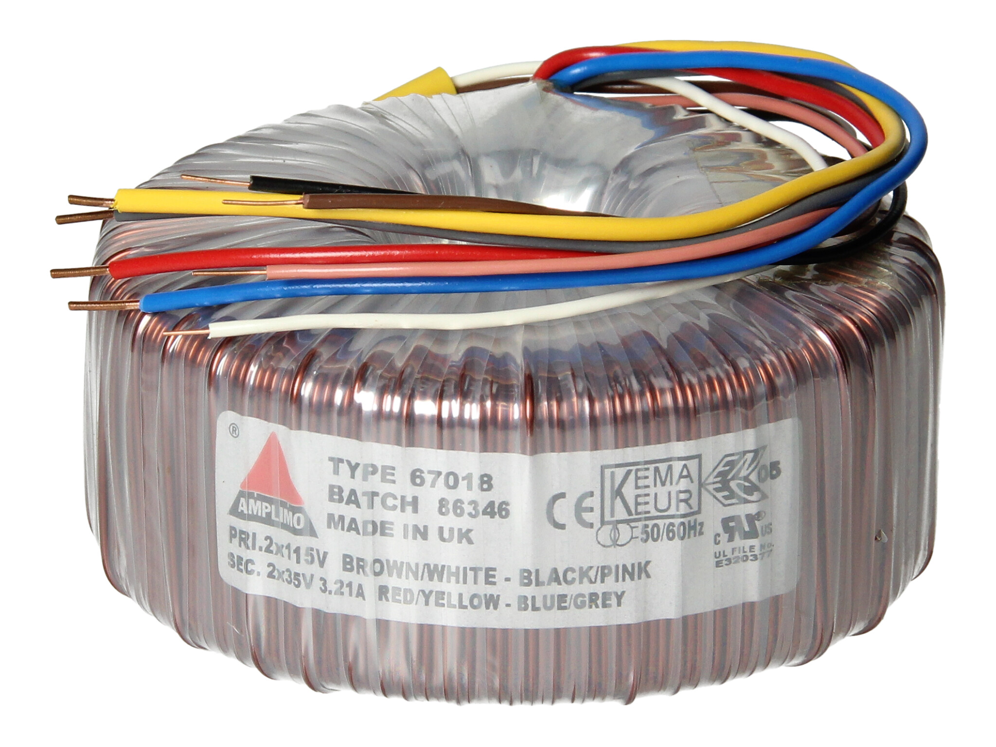 Amplimo 67018 ringkerntrafo 2 x 115V naar 2x 35V 225VA