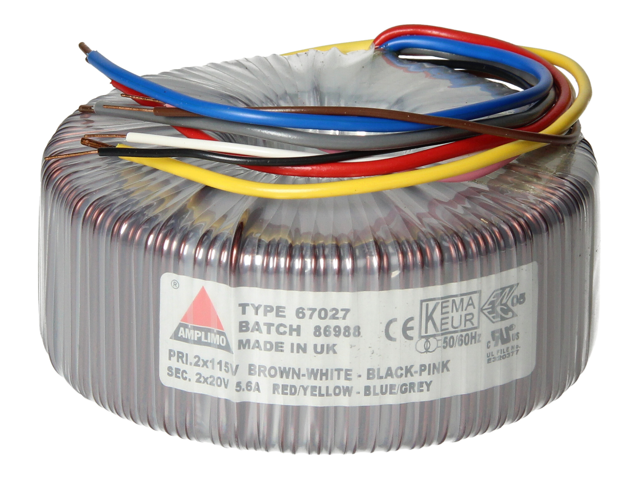 Amplimo 67027 ringkerntrafo 2 x 115V naar 2x 20V 225VA
