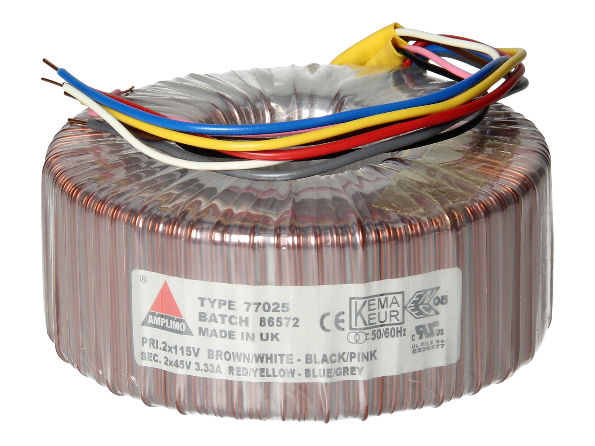 Amplimo 77025 ringkerntrafo 2 x 115V naar 2x 45V 300VA