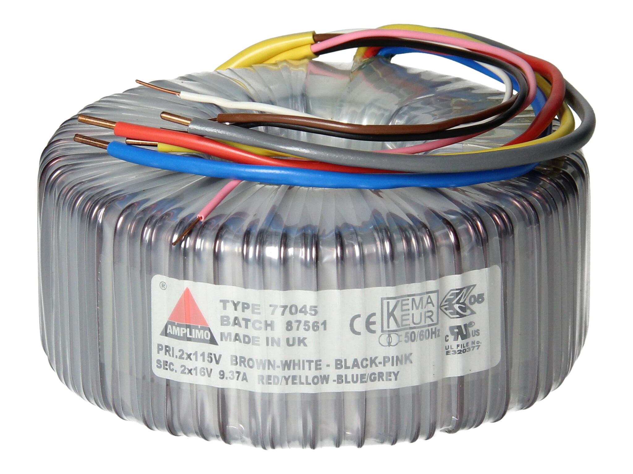 Amplimo 77045 ringkerntrafo 2 x 115V naar 2x 16V 300VA